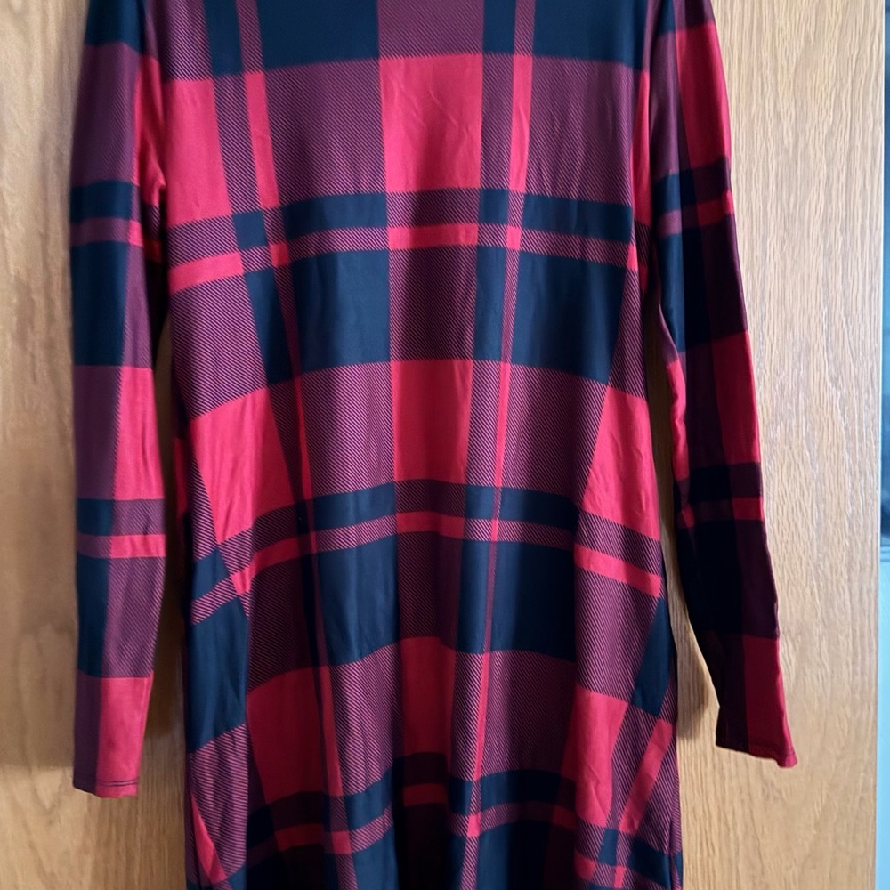 Maurices Red and Black Plaid Long Sleeve Dress
